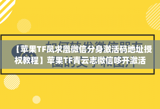 【苹果TF凤求凰微信分身激活码地址授权教程】苹果TF青云志微信哆开激活码地址授权教程