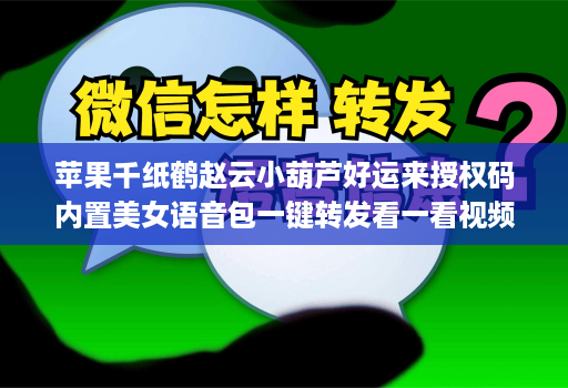 苹果千纸鹤赵云小葫芦好运来授权码内置美女语音包一键转发看一看视频