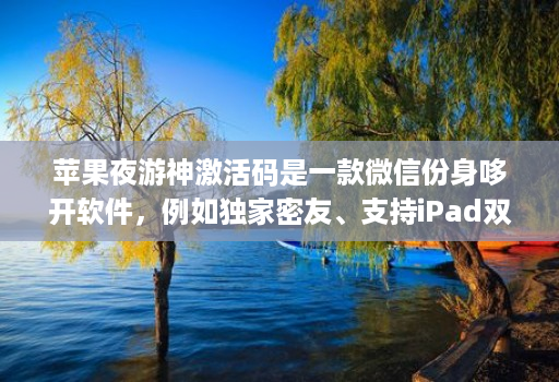 苹果夜游神激活码是一款微信份身哆开软件，例如独家密友、支持iPad双模式登录、密群功能