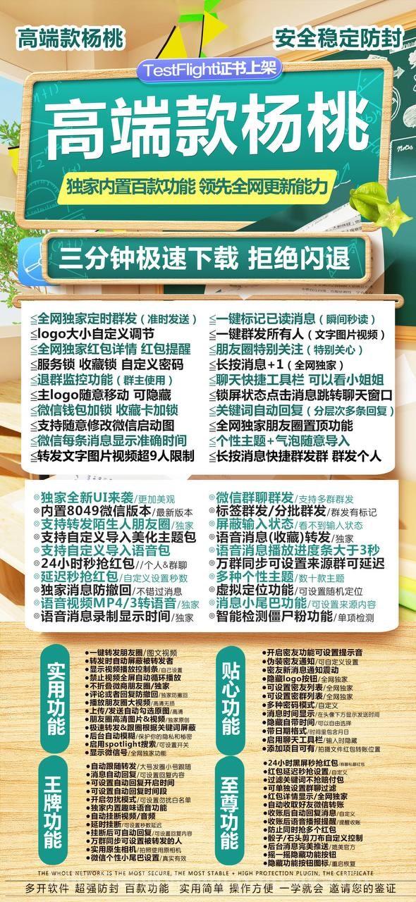 【苹果高端款杨桃授权码卡密授权】TF兑换授权使用教程下载虚拟定位全球穿越自动抢红包语音收藏转发一键转发